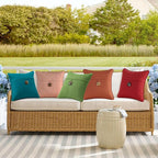 Outdoor Decorative Pillows with Coconut Button Pack of 4, 18" x 18" Outdoor Pillow Set for Couch Bed Throw Patio Sofa, Grass Green