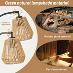 Rattan Floor Lamp for Living Room, 72 Inch Tall Boho Floor Lamp with Rotary Switch, 3 Light Arc lamp with Wicker Shade for Coastal,Bohemian,Rustic,Beach Tree,Farmhouse Standing Lamp