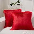 Phantoscope Pack of 2 Christmas Faux Fur Throw Pillow Covers Cushion Covers Luxury Soft Decorative Pillowcase Fuzzy Pillow Covers for Bed/Couch, Red 26 x 26 Inches