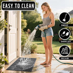 Yimobra Large Door Mat 36x24, All-Weather Waterproof Art Line Outdoor Mats for Front Door, Heavy Duty Non-Slip Welcome Matt for Garage Patio Proch Entryway Indoor, Dark Grey