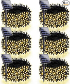 6 Pack 270FT Solar Christmas Lights Outdoor Waterproof, Super Bright 480 LED Solar String Lights with 8 Lighting Modes, Green Wire Twinkle Tree Light for Outside Xmas Party Decorations (Warm White)
