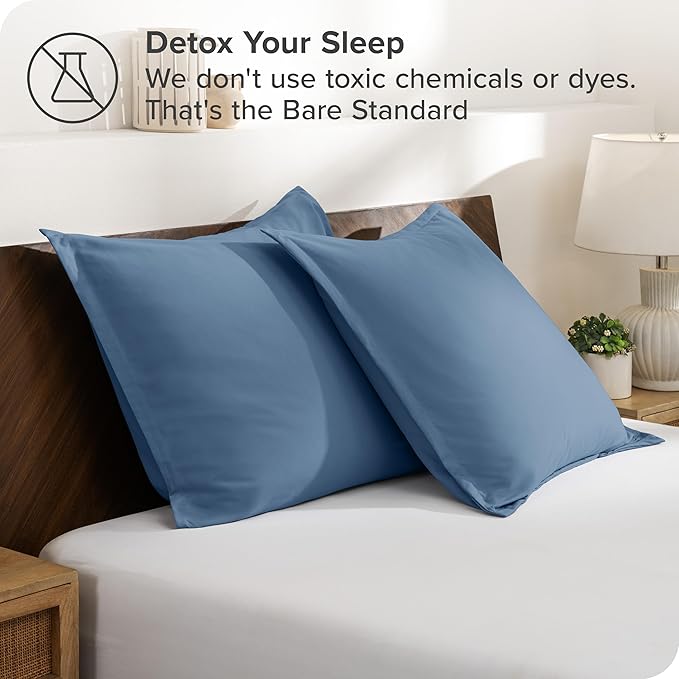 Bare Home Euro Pillow Sham Covers - Set of 2 - Premium 1800 Ultra-Soft Microfiber - Double Brushed - Bed Pillow Shams - Pillows Not Included (Set of 2, Coronet Blue)