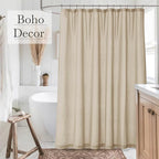 KGORGE Linen Shower Curtain - Semi Sheer Lightweight Button Hole Half Privacy Quick Dry Shower Curtains for Bathroom Bathtub Decor, Angora, 72 x 84 inches Long, Hooks Included