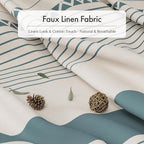 AmazerBath Farmhouse Shower Curtains for Bathroom, Boho Shower Curtain Set with Tassels, Rustic Faux Linen Blue Striped Neutral Shower Curtain with Hooks, Light Tan Toned, 72x72 Inches