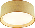 WINGBO 20" Modern 5-Light Flush Mount Ceiling Light Fixture with Fabric & Acrylic Double Drum Shade for Bedroom Living Room Dining Room Hallway Entryway, Flaxen