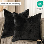 PHF Truly Velvet Euro Sham, 26"x 26",No Insert, 2 Pack Color Gradient Euro Throw Pillow Covers, Ultra Soft Cozy European Pillow Covers for Luxurious Home Decorative, No Shedding, No Pilling, Black