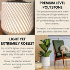 Fox & Fern Large 12 Inch Planter with Drainage Plug — Premium Polystone White Plant Pot; Modern Planter with 3D Texture and Ceramic Finish; 12 Inch Pots for Plants Indoor & Outdoor