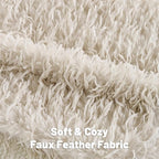 FUTEI Beige Decorative Throw Pillow Covers 16x16 Inch Set of 2,Soft Fluffy Faux Feather Texture Cushion Cases,Modern Home Luxury Decor for Couch Bed Living Room