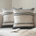 Boho Throw Pillow Covers 20x20 Inch Set of 2, Black Textured Decorative Couch Pillow Cases for Farmhouse Home Decor, Accent Cushion Cover for Sofa, Bed, Living Room, Bedroom