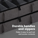 storageLAB Slim Under Bed Storage Containers, Closet Organizers with Sturdy Handles for Clothes, Comforters, and Accessories, Use Under or at the End of the Bed - 2 Pack, Adjustable Dividers, Grey