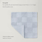 Double Stitch Checkered Throw Pillow Covers - 100% Cotton Set of 2 Tufted Boho Decorative Pillow Covers 20x20, Made in India, Square Cushion Case, Modern Home Decor for Couch, Sofa, Arctic Blue