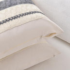 Fancy Homi Set of 2 Neutral Grey Farmhouse Decorative Throw Pillow Covers 16x16 Inch for Couch Bed Chair Indoors, Vintage Country Rustic Retro Room Decor, Soft Thick Cotton Handmade Woven Cushion Case
