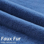 Pallene Faux Fur Plush Throw Pillow Covers 22x22 Set of 2, Soft Fluffy Couch Pillow Covers for Living Room, Navy Blue