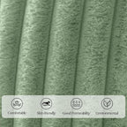 MOSAYT Spring Faux Fur Throw Pillow Covers 18x18, Set of 2, Plush Velvet Soft Pillow Case,Fluffy Striped Decorative Couch Pillow Covers for Sofa, Bedroom, Living Room(Sage Green)