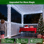 1500 LED Chrstmas Lights, 470ft Outdoor Christmas String Lights with 12 Modes, Cool White LED String Lights with Timer Dimmable Waterproof for Tree Xmas Fence Garden Wedding Party Holiday Decorations