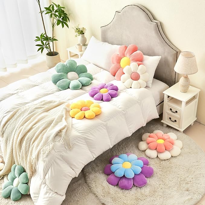 Flower Pillow,Cute Daisy Flower Shaped Throw Pillow for Home Decor,Soft Flower Throw Pillow Seating Cushion for Bedroom,Sofa,Couch (15.7",Yellow)