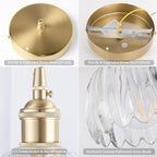 Mini Pendant Light 2 Pack with Clear Tulip Glass Lmapshade, Brass Vintage Pendant Light Adjustable Hanging Light for Kitchen Island Dining Room Hallway