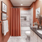 Terracotta Linen Small Stall Shower Curtains for Bathroom Natural Boho Shower Curtains Stall Bath 36x72 Cloth Fabric Half Narrow Water Repellent RV Drapes for Bathtub 36 x 72 Inches