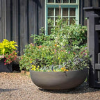 Crescent Garden Extra Large Outdoor Planter Bowl with Drain Hole for Water Gardens, Fountains, Decorative Landscaping - 40" W x 15" H (Old Bronze)