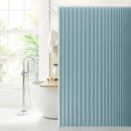 Jubilantex Folding Linen Shower Curtain for Bathroom Blue Waterproof Shower Curtain 1 Panel with 14 Metal Grommets and 1 Tie Back for Hotel,70"x70"