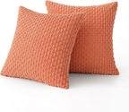 MIULEE Pack of 2 Decorative Throw Pillow Covers 20x20 Inch Soft Boho Striped Textured Corduroy Pillow Covers Modern Farmhouse Home Decor for Couch Bed Sofa Living Room Coral Red