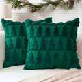 OTOSTAR Set of 2 Xmas Soft Plush Short Wool Velvet Decorative Throw Pillow Covers Square Luxury Style Cushion Case Pillow Shell for Sofa Bedroom Christmas Tree Green, 28x28 Inch