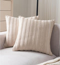 Boho Throw Pillow Covers 18x18 Inch Set of 2, Farmhouse Decorative Couch Pillow Cases, Beige Accent Pillows of Bed, Sofa Bedroom Living Room Home Decor Cushion Cover