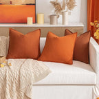 MIULEE Fall Decorative Linen Pillow Covers 16x16 Inch Burnt Orange Boho Farmhouse Neutral Couch Throw Pillows for Bed Pack of 2 Accent Modern Pillowcase Summer Sofa Livingroom Home Decor