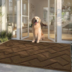hicorfe Front Door Mat Outside Entrance,36"x59" Absorbent Muddy Dirt Resist Welcome Door Mats Outdoor Indoor,Stain and Fade Resistant,Non Slip Backing Entry Mat Doormat for Entryway(Dark Brown)