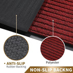 Yimobra Front Door Mat Outdoor Indoor Entrance, 100% Waterproof All-Season All Weather Doormat, Welcome Matt Outside Entry, Non Slip, Low Profile, Heavy Duty Patio Porch Floor Mats,36 x 17,Black Red
