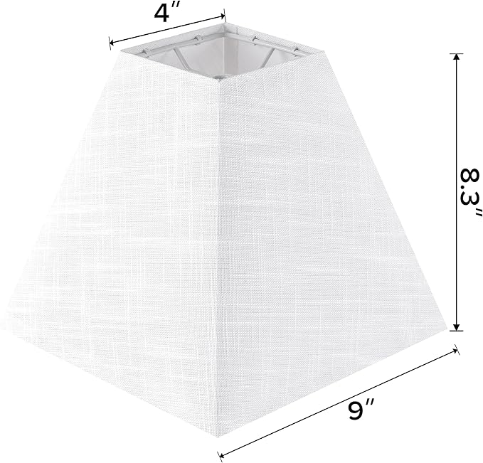 2 Pack 4"×9" × 8.3”inches Spider Small Square Lampshades for Wall Lamps Table Lamps Floor Lamps-Wall Mount Lamp Shade White Texture Lampshades Replacement for Bedroom By GO&SO