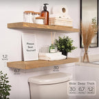 BAOBAB WORKSHOP Natural Wood Floating Shelves for Wall 30 Inches Long, Solid Wooden Shelf Large, Bathroom Shelves for Room Wall Mounted Kitchen Farmhouse, Oak Floating Shelf, 30W × 6.7D, Set of 2