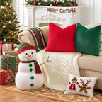 Pallene Faux Fur Plush Christmas Throw Pillow Covers 20x20 Set of 2, Soft Fluffy Couch Pillow Covers for Living Room, Red