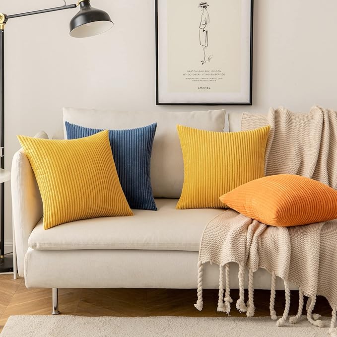 MIULEE Pack of 2 Pillow Covers Soft Soild Decorative Throw Pillow Covers Set Cushion Cases Pillowcases for Sofa Bedroom Car 12 x 20 Inch 30 x 50 Cm Mustard Yellow