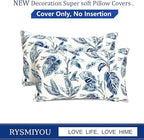 Decorative Throw Pillow Covers Set of 2 Blue Leaves Pillow Covers 12x20 inch Super Soft Short Plush Square Floral Throw Pillows,Farmhouse Outdoor Pillow Covers for Couch Bed Living Room