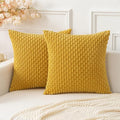 Kevin Textile Throw Pillow Covers Soft Corduroy Decorative Set of 2 Boho Striped Pillow Covers Pillowcases Farmhouse Home Decor for Couch Bed Sofa Living Room 24x24 Inch Mustard Yellow