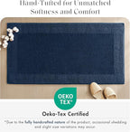 Madison Park Splendor Reversible 100% Cotton Tufted Bathroom Rug-3000 GSM Hotel Quality Luxurious Plush Medium Pile Bath Mat Absorbent, Quick Dry, Shower Room Décor, 24x72 Navy