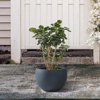 Kante 19.9" Dia Round Concrete Planter, Outdoor/Indoor Large Bowl Plant Pots with Drainage Hole and Rubber Plug for Garden Patio Balcony Home, Charcoal
