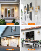 VIANIS Dusk to Dawn Outdoor Wall Lanterns, Modern Golden Exterior Lighting Fixtures Wall Mount Sconces, 100% Aluminum Waterproof Gold Porch Lights, Outside Coach Lantern for House Patio Garage, 2-Pack