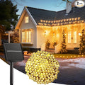 Solar String Lights Outdoor, 39FT 100LED Solar Powered Lights IP65 Waterproof with 8 Lighting Modes for Party Garden Yard Home Holiday Tree Decoration Lighting, Warm White