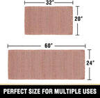 H.VERSAILTEX Waffle Bath Mat Super Absorbent Bathroom Mats Non Slip Bath Rugs for Bathroom Floor Machine Washable Ultra Soft Bathroom Rugs for Beside Tub, (32 x 20 Plus 24 x 60 - Inches, Soft Pink)