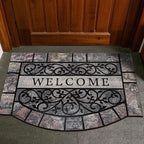 Door Mat Welcome Mat, Heavy Duty Door Mat 23.6 x 35.4 Inch Front Door Rug Doormat for Outdoor Entrance Home Non-Slip Rubber Rug for Front Door, Outside, Entryway, Patio (Grey Welcome)