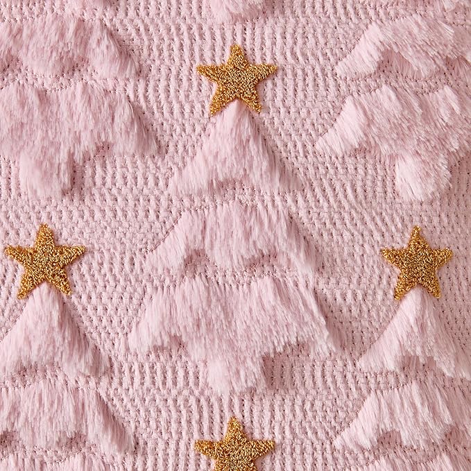 MIULEE Christmas Pillow Covers 18x18 Inch Set of 2, Pink Christmas Tree Plush Faux Fur Pillowcases Soft Decorative Throw Pillow Cases for Couch Sofa Living Room Winter Xmas Holiday Home Decor