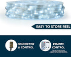 Joiedomi 1200 LED Christmas String Lights Outdoor,394 FT Cool White Fairy Light with Remote 8 Modes Timer, Plug in PVC Clear Wire Lighting Decor with Reel for Indoor Dorm Classroom Bedroom Holiday
