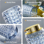 Bathroom Set Blue Bathroom Accessories Glass bathroom Accessories Navy Blue Bathroom Accessory Diamond Soap Dispenser and Toothbrush Holder Set for Bathroom Decor
