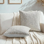 HAUSSY Grey Throw Pillow Covers 16x16 Set of 2 Chenille Tweed Textured Decorative Couch Lumbar Pillow Covers Neutral Modern Pillow Cases for Sofa Bed Living Room Decor