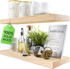 BAOBAB WORKSHOP Wood Floating Shelves for Bathroom Wall - Rustic Shelf 24 inch - Floating Wooden Shelves for Bedroom Kitchen Living Room - Natural Wood Shelves - DIY, 24 x 6.7 Inch, Set of 2