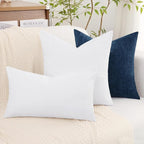decorUhome Chenille White Throw Pillow Covers 24x24 Inch Set of 2, Decorative Soft Couch Pillow Covers Solid Dyed Accent Velvet Farmhouse Neutral Square Christmas Pillow Cases for Sofa Bed Living Room