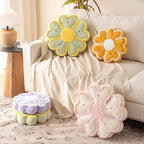 Flower Shaped Decorative Throw Pillow Cushion for Bed Couch, Cute Flower Plush Throw Pillows Home Decor Floor Pillow Seating Cushions (Ivory White, 17.7 Inches)