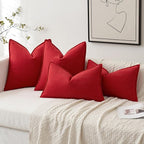 MIULEE Pack of 2 Christmas Red Decorative Pillow Covers 16x16 Inch Soft Chenille Luxurious Couch Throw Pillows Farmhouse Cushion Covers with Elegant Design for Sofa Bedroom Living Room Home Decor